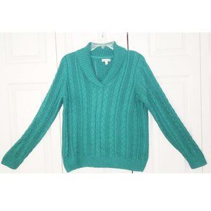 Croft & Barrow Cable Sweater w/Turn Down Collar, L